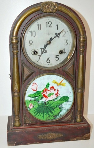 Pendule borne lotus decor - pendule,